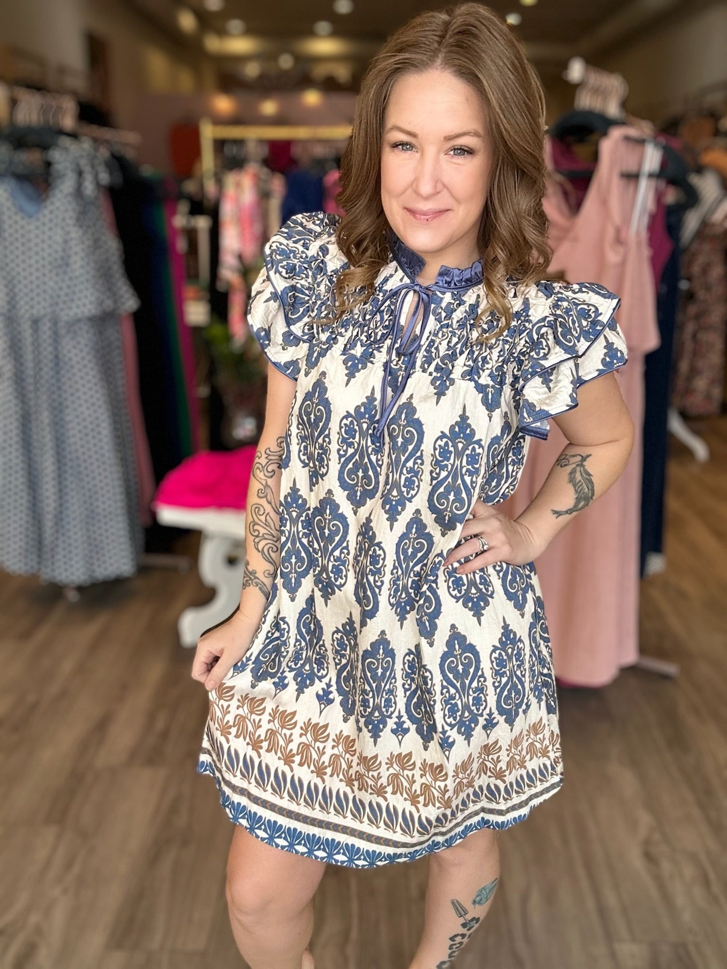 Slate Blue Printed Dress
