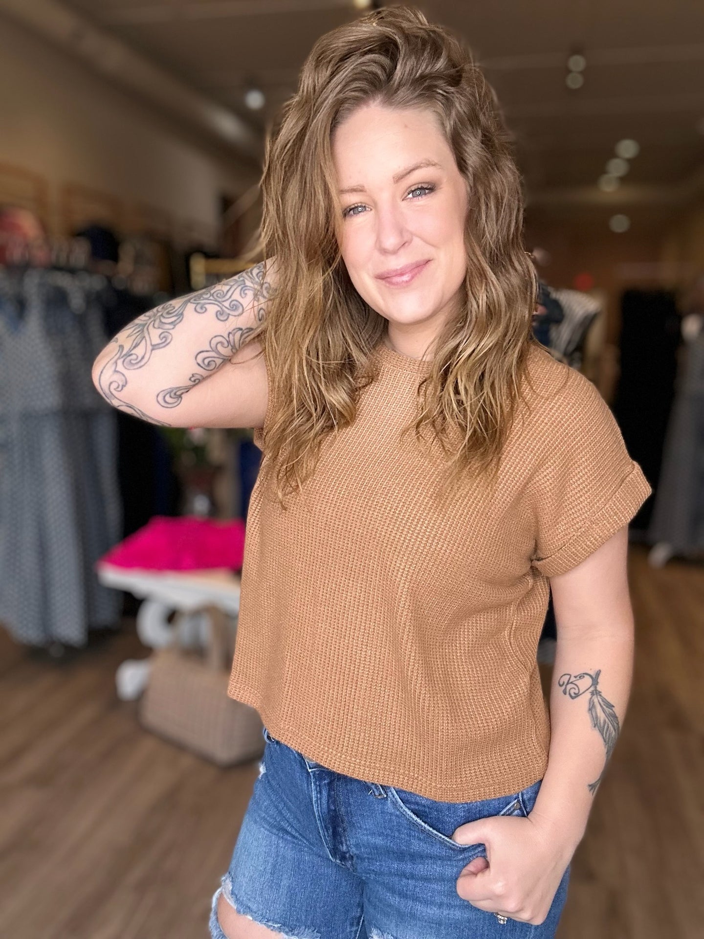 Camel Short Sleeve Crew Neck