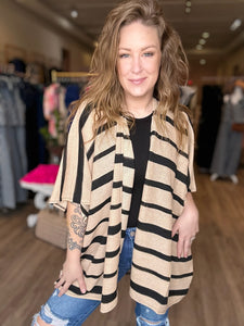 Beige Stripe Kimono