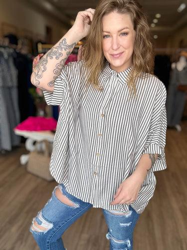 Black Striped Button Up Shirt