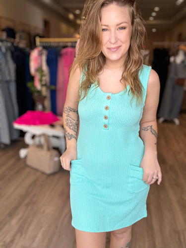 Mint Corded Rib Tank Dress
