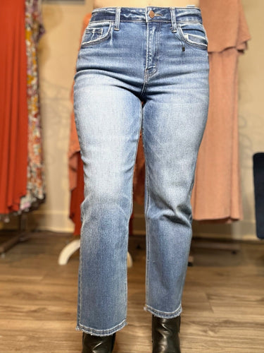 Flying Monkey Mid Rise Crop Straight Jeans