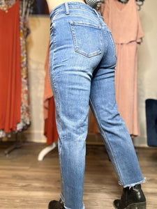 Flying Monkey Mid Rise Crop Straight Jeans