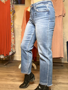 Flying Monkey Mid Rise Crop Straight Jeans