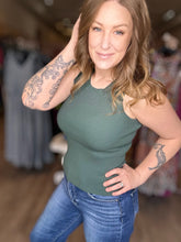 Load image into Gallery viewer, Dark Green Round Neck Tank
