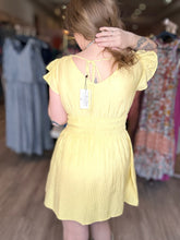 Load image into Gallery viewer, Yellow Ruffle Sleeve Mini Dress