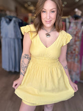 Load image into Gallery viewer, Yellow Ruffle Sleeve Mini Dress