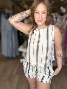 Black Stripe Sleeveless Crop Top