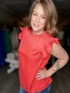 Orange Mock Neck Blouse