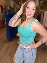 Load image into Gallery viewer, Turquoise Stone Washed Bra Tank Top