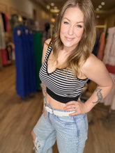 Load image into Gallery viewer, Black Striped Keyhole Bra Tank Top