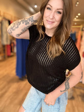 Load image into Gallery viewer, Black Crochet Sweater Top