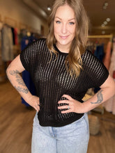 Load image into Gallery viewer, Black Crochet Sweater Top
