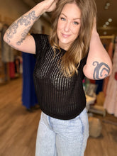 Load image into Gallery viewer, Black Crochet Sweater Top