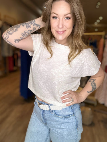 Ivory Burn Out Cropped Tee