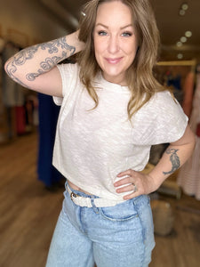 Ivory Burn Out Cropped Tee