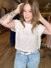 Load image into Gallery viewer, Ivory Burn Out Cropped Tee