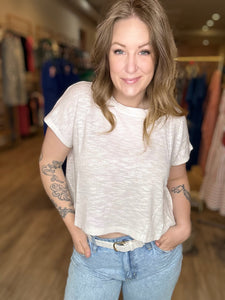 Ivory Burn Out Cropped Tee