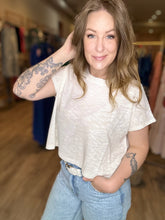 Load image into Gallery viewer, Ivory Burn Out Cropped Tee