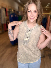 Load image into Gallery viewer, Sleet Washed Half Button Sleeveless Top