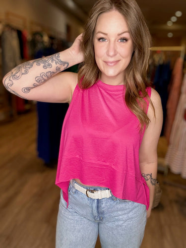 Hot Pink Shark Bite Tank Top