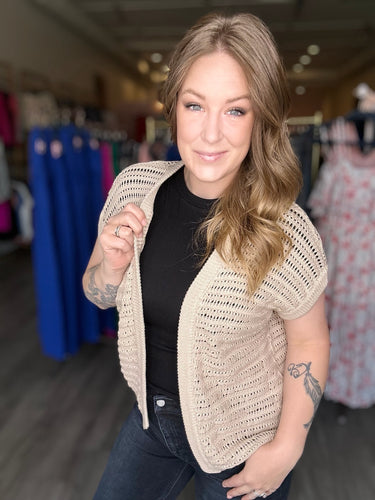 Natural Crochet Open Cardigan