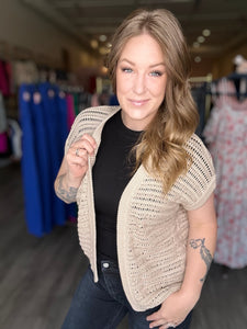Natural Crochet Open Cardigan