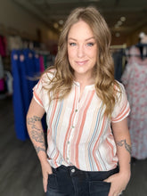 Load image into Gallery viewer, Papaya Striped Cap Sleeve Top