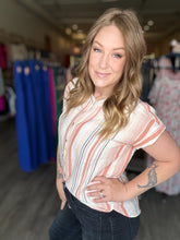 Load image into Gallery viewer, Papaya Striped Cap Sleeve Top