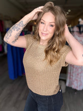 Load image into Gallery viewer, Tan Crochet Knit Sweater Top