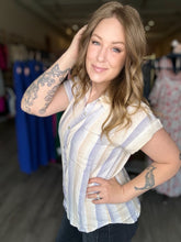 Load image into Gallery viewer, Striped Dolman Button Down Shirt