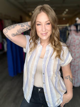 Load image into Gallery viewer, Striped Dolman Button Down Shirt