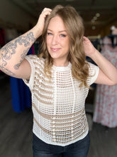Load image into Gallery viewer, Taupe Multi Stripe Crochet Knit Top