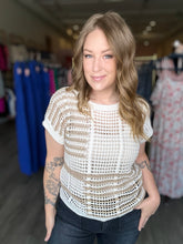 Load image into Gallery viewer, Taupe Multi Stripe Crochet Knit Top
