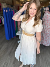 Load image into Gallery viewer, Natural Button Down Midi Dress