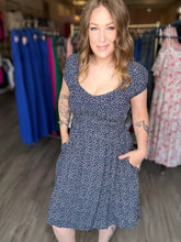 Load image into Gallery viewer, Indigo Blue Floral Mini Dress