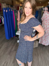 Load image into Gallery viewer, Indigo Blue Floral Mini Dress