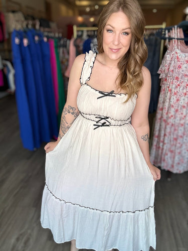 Ivory Bow Sleeveless Dress