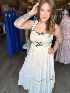 Ivory Bow Sleeveless Dress