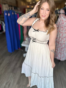 Ivory Bow Sleeveless Dress
