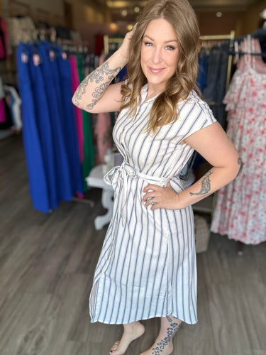 Denim Blue Stripe Shirt Dress