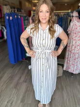 Load image into Gallery viewer, Denim Blue Stripe Shirt Dress