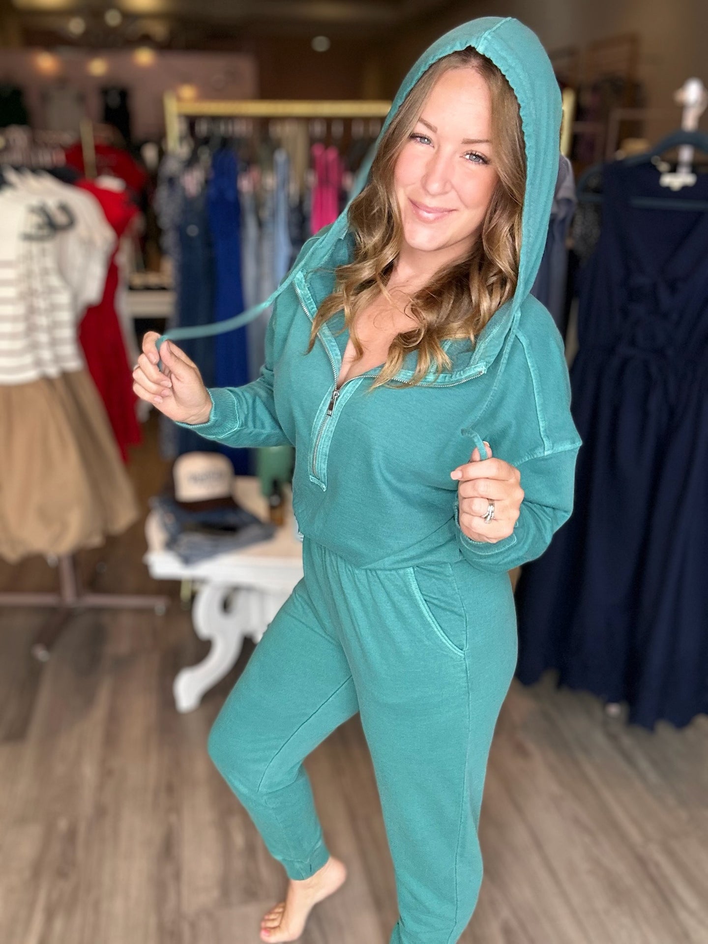 Teal Washed Cotton JumpSuit
