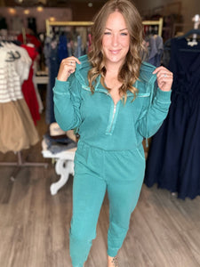Teal Washed Cotton JumpSuit