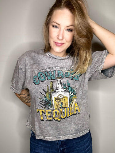 Grey Don't Chase Cowboys Graphic Tee