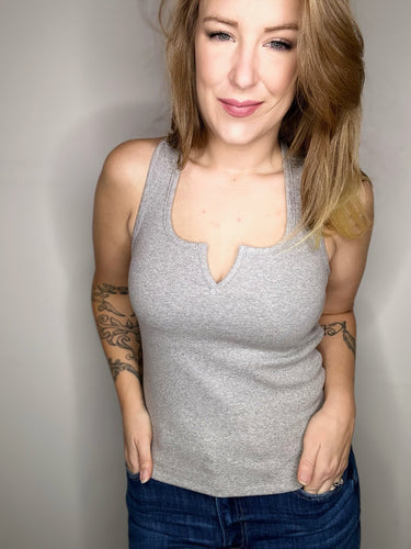 Grey Scoop Neck Racer Back