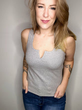 Load image into Gallery viewer, Grey Scoop Neck Racer Back