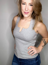Load image into Gallery viewer, Grey Scoop Neck Racer Back