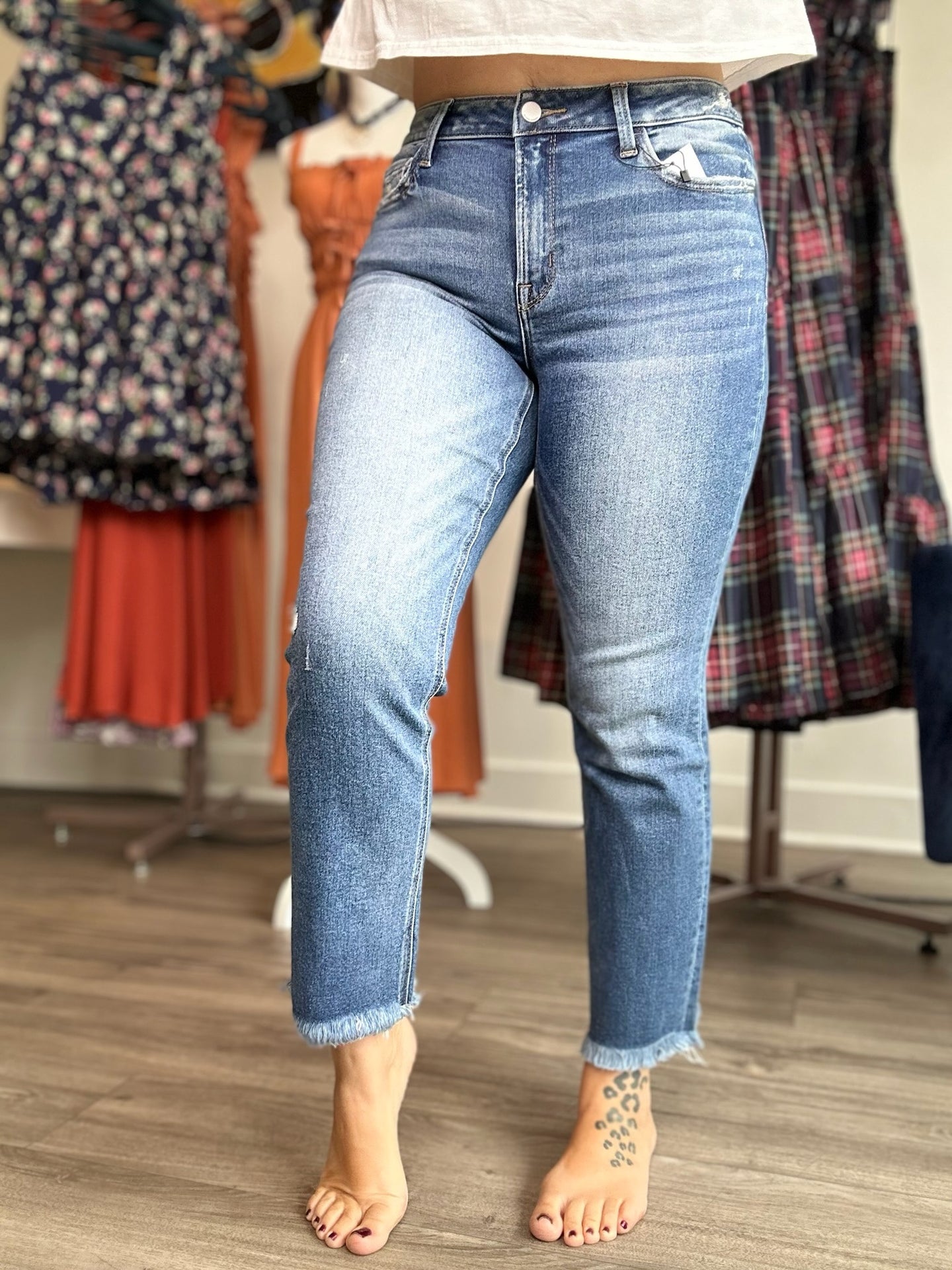 Flying Monkey Mid Rise Slim Straight Jeans