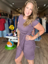 Load image into Gallery viewer, Dusty Lavender Front Twist Short Sleeve Dress